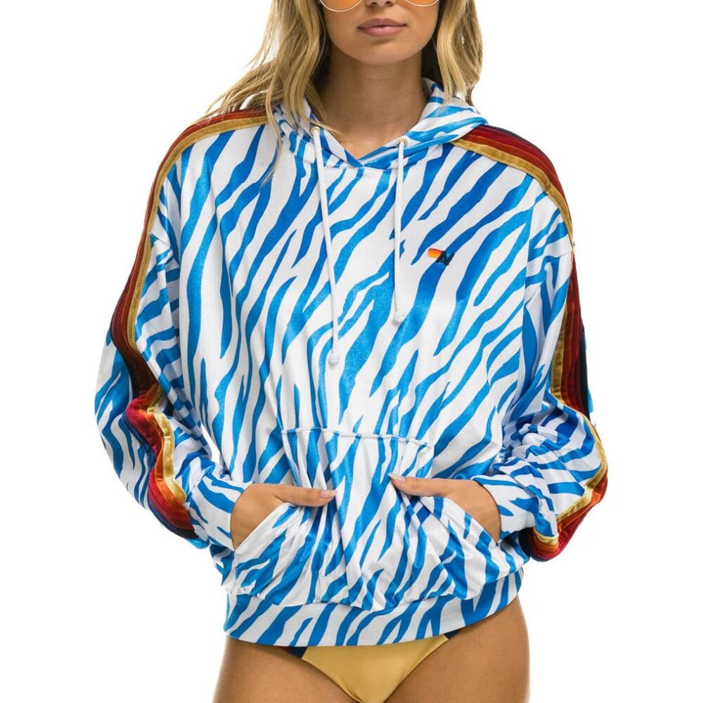 Aviator Nation Blue and Red Zebra Hoodie
